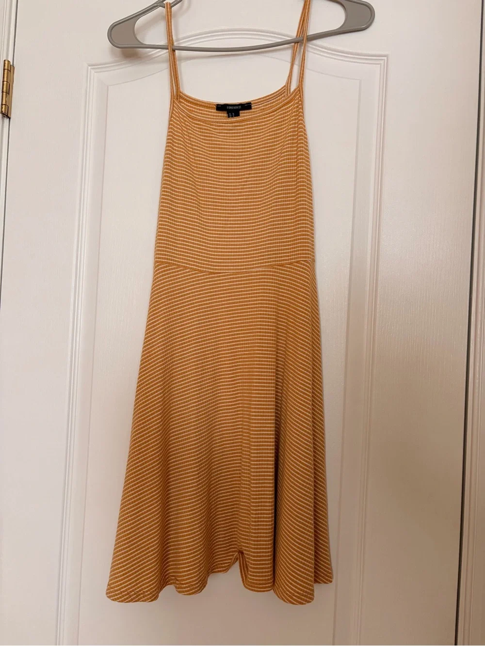 Forever 21 Orange & White Striped Spaghetti Strap Dress